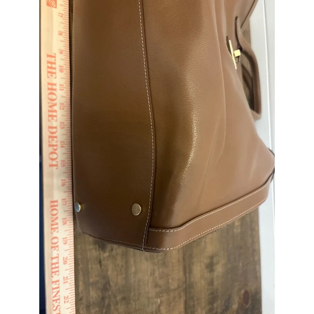CLAUDIA Firenze made in ITALY Cognac Brown Leather Large Purse Bag Gold Lock